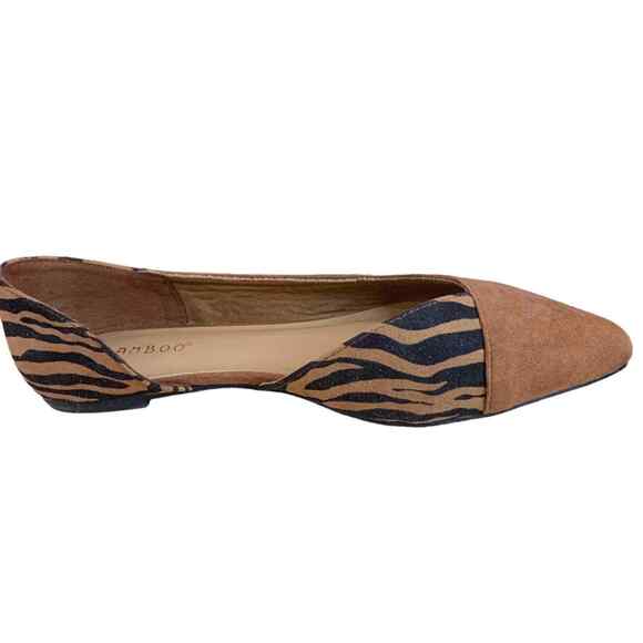 Bamboo half zebra stripe half solid brown and black flat shoes size 7.5 - Picture 5 of 7